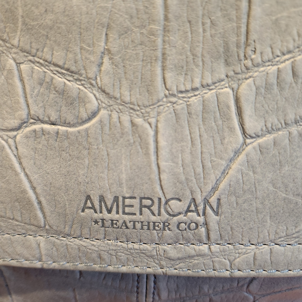 American Leather Co. Blue Croc-Embossed Crossbody Bag NWT - Picture 4 of 15
